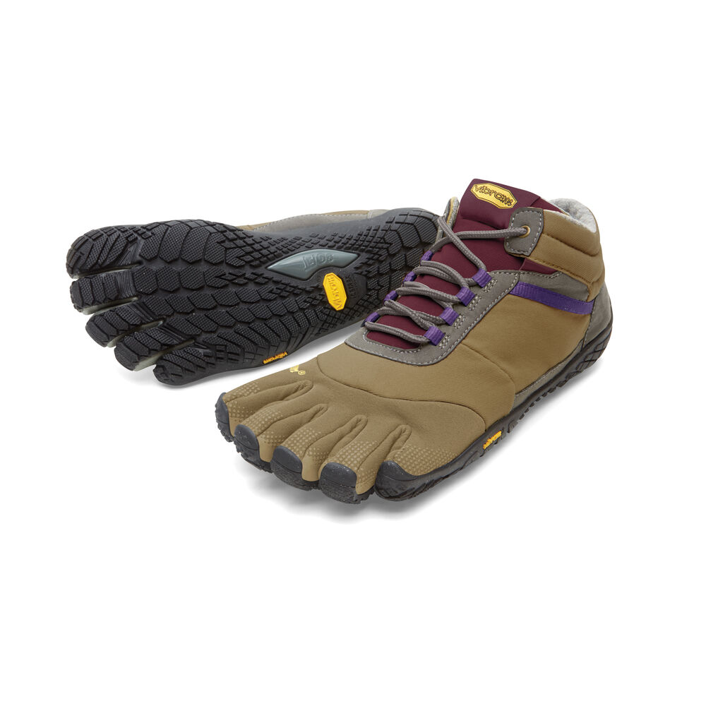 Vibram Fivefingers Trek Ascent Insulated Bayan 5 Parmak Ayakkabı Haki/Mor,UJ9584172